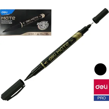 Popisovač Deli Mate černý oboustranný permanent (3616) EU10420