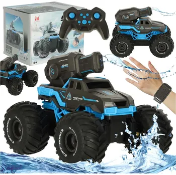 RC model auta RC obojživelné vodotěsné auto ovládané gesty rukou + 2 dálkové ovladače modré barvy