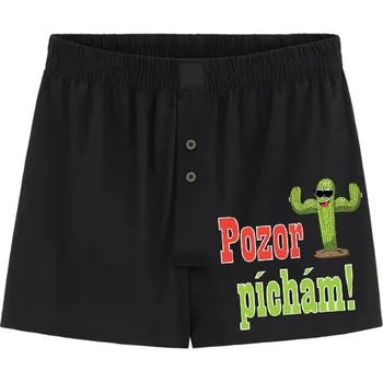 Trenýrky Pánské trenýrky s vtipným potiskem „Pozor píchám“ – černé, bavlněné, vel. XL