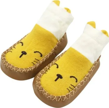 Dívčí bačkory Dětské bavlněné capáčky A17 žlutá 6-12 měsíců