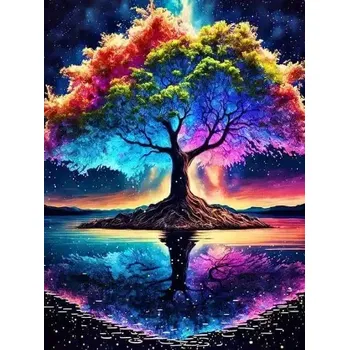 Diamantové malování Diamantové malování/Huacan - Barevný magický strom
