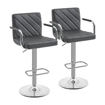 Barová židle Sada 2 barových židlí 614705 dark gray, s opěrkou nohou, tmavě šedé - B YAHEETECH