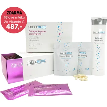 COLLAMEDIC set – 2 ks beauty nápoje 8560 mg, 60 ks + Tělové mléko 300 ml, ZDARMA