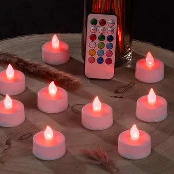 led svíčka Haushalt international LED čajové svíčky 10 ks mix barev