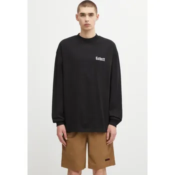 Bavlněné tričko s dlouhým rukávem Carhartt WIP L/S Schooling Mockneck T-Shirt, L, černá, 99X