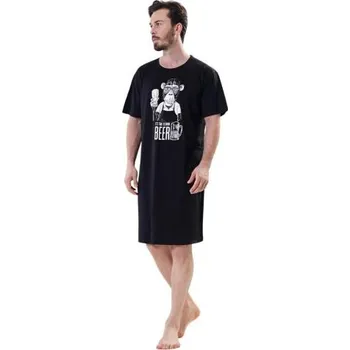 Pánská noční košile Pánská černá noční košile Vienetta Secret Opice černá M