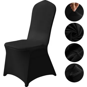 Potah na židli Potahy na židle Stretch Spandex, univerzální potah na židli, snímatelné a pratelné ochranné potahy, na svatbu, svátek, banket, večírek, oslavu, stolování Barva: Černá, Varianta: 1 ks