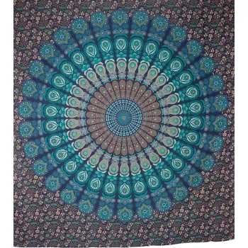 Přehoz na lůžko Bavlněný přehoz na postel s mandalou Modrá Múza 2, Sittar POSLEDNÍ KUS!