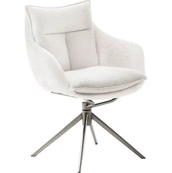 Jídelní židle Jídelní židle PARKER E krémová s područkami, podnož z kartáčované nerezové oceli