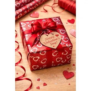 Dárková taška IG Design group Balící papír holografický - Srdce - červená 200 x 70 cm