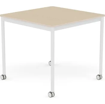 Jídelní stůl Muuto, Stůl na kolečkách Base čtvercový lakovaná dubová dýha bílé nohy 80 cm - Formadore