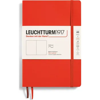 Diář Leuchtturm 1917, Zápisník hladký v měkké vazbě Leuchtturm 1917 A5, 123 stran, červený, 80 g/m² - Formadore