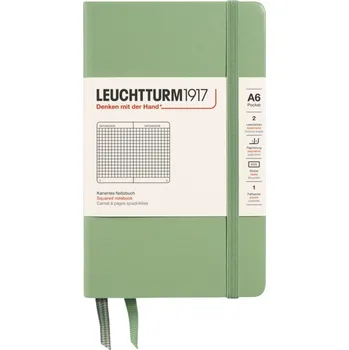 Diář Leuchtturm 1917, Zápisník Leuchtturm 1917 A6 linkovaný v pevné vazbě, 187 stran, šalvějově zelený, 80 g/m² - Formadore