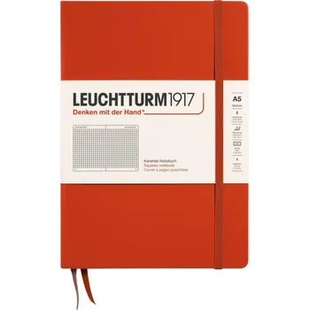 Diář Leuchtturm 1917, Zápisník Leuchtturm 1917 A5 linkovaný v pevné vazbě, 251 stran, tmavě oranžový, 80 g/m² - Formadore