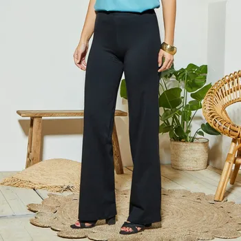 Dámské kalhoty Široké žerzejové kalhoty s pružným pasem černá 34/36