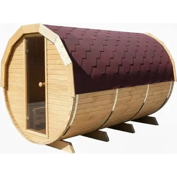 Sauna HAHNHOLZ Sudová sauna 200×300 cm (8-10 osob) BARVA DVEŘÍ: Bronzová, STŘEŠNÍ KRYTINA: Bordó