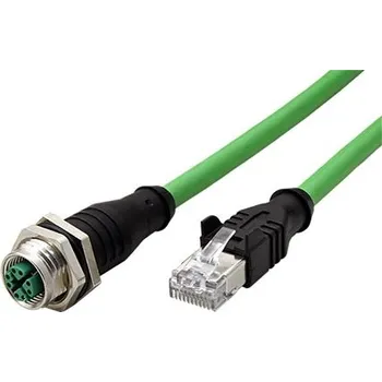 Síťový kabel METZ CONNECT Kabel M12 8pin (F) kód X - RJ45(M), 2m (142M2X25020) - 21.16.8855