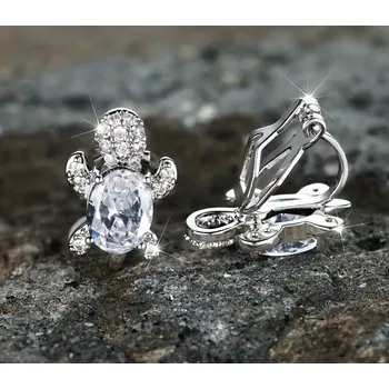 Náušnice B-TOP Kouzelné náušnice klipsy Želva Druh barvy: Stříbrná