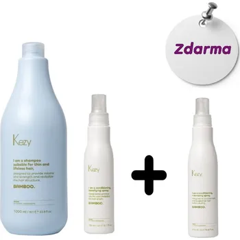 Vlasová regenerace AKCE Kezy 2x Bamboo šampon 1000 ml a Bamboo Density Booster 150 ml + Bamboo Pump Up Spray 200 ml ZDARMA