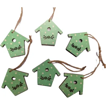Velikonoční dekorace Dřevěná ptačí budka závěsná - 5 cm, zelená