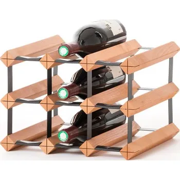 Stojan na víno RAXI stojan na víno buk 9 lahví kombinace dřevo a a kov