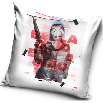 Carbotex • Dekorační polštář Papírový dům - Money Heist – Bella Ciao - 40x40 cm