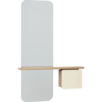 Zrcadlo Umage, Zrcadlo s poličkou One More Look perleťově bílá skříňka přírodní dub - Formadore