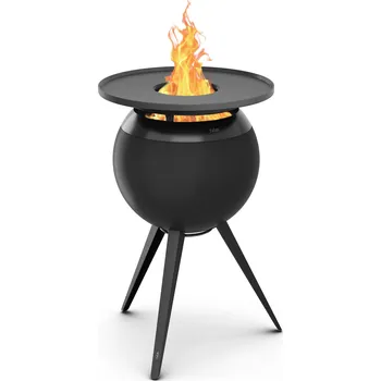 Hoefats, Ohniště Moon s grilovací deskou, vysoké 75 cm, černé, s podstavcem - Formadore