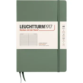 Diář Leuchtturm 1917, Zápisník linkovaný v tvrdých deskách Leuchtturm 1917 A5, 251 stran, olivový, 80 g/m² - Formadore