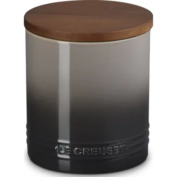 Dóza na potraviny Le Creuset, Kuchyňská dóza Le Creuset s dřevěným víkem, 1,1 l, šedá - Formadore