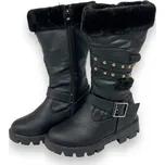 Linshi Dívčí černé zimní kozačky Barva: Černá, Velikost: 33