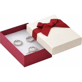 Dárková krabička B-TOP Dárková krabička na šperky – bordó / krémová 53 × 82 × 36 mm