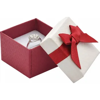 Dárková krabička B-TOP Dárková krabička na prsten a náušnice – bordó a krémová 50 × 50 × 32 mm