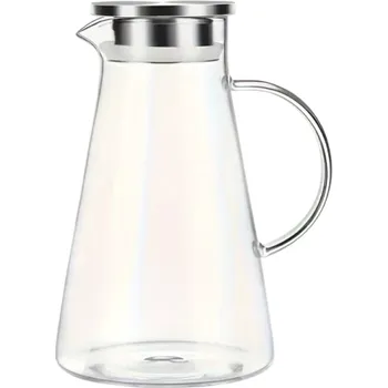 Konvice na čaj Džbán na vodu z průhledného skla 2 l s rukojetí Skleněný džbán na vodu limonádu a domácí nápoje pro každodenní použití