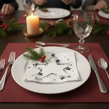 Papírový ubrousek Vánoční dekorativní papírový ubrousek HVĚZDA 33x33 cm balení 20 ks Balení: 20 ubrousků