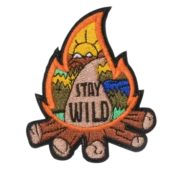 Nášivka Nažehlovací nášivka - oheň STAY WILD (6,0 x 7,4 cm)