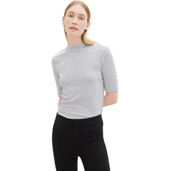 Dámské tričko Tričko Tom Tailor Weiß/ Schwarz 1752083 XL