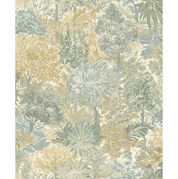 Grandeco Vliesová tapeta na zeď, šedo-zelená, stromy, A78603, Inia, Grandeco, velikost 10,05 x 0,53 m