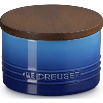 Dóza na potraviny Le Creuset, Kuchyňská dóza Le Creuset s dřevěným víkem, 470 ml, hluboká modrá - Formadore