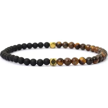 Náramek Daniel Dawson Pánský korálkový náramek Ewson - 4 mm tygří oko, achát NR2285 Hnědá 21 cm