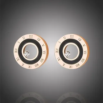 Náušnice Victoria Filippi Stainless Steel Ocelové náušnice se zirkonem Flor - chirurgická ocel, římské číslice NAUE19049/41 Černá