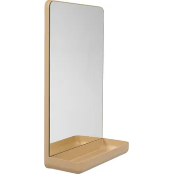 Zrcadlo Design Letters, Zrcadlo na zeď Mirror & More s policí béžové - Formadore