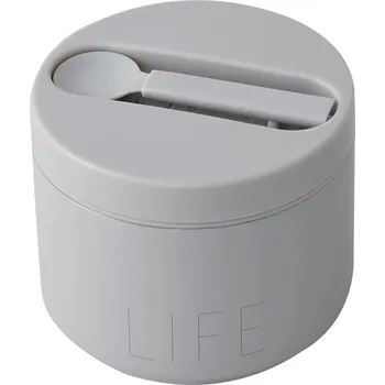 Úložný box Design Letters, Termobox na svačinu To Go Life s lžičkou malý šedý 2 díly - Formadore