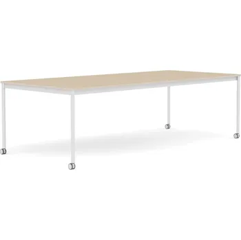 Jídelní stůl Muuto, Stůl na kolečkách Base lakovaná dubová dýha bílé nohy 110 x 250 cm - Formadore