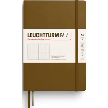 Diář Leuchtturm 1917, Tečkovaný zápisník v pevné vazbě Leuchtturm 1917 A5, 251 stran, hnědý, 80 g/m² - Formadore
