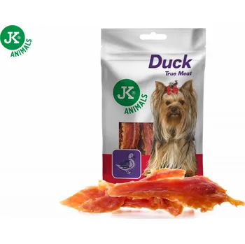 Krmivo pro psa JK ANIMALS Meat Sušené kachní maso, masový pamlsek pro psy, 80 g + 25% (Sušené kachní maso pro psy, filety. JK Animals Duck True Meat Snack 80 g. Doplňkové krmivo pro psy.)