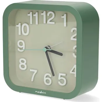 Budík Nedis CLDK1004GN stolní ručičkový budík, čtvercový zelený