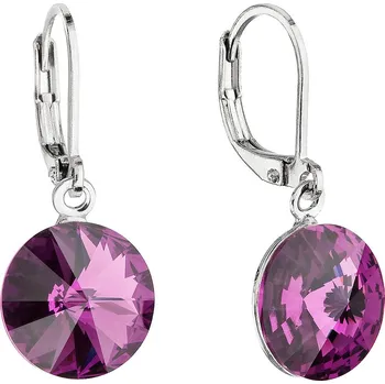 Náušnice Náušnice bižuterie s krystaly fialové rivoli 51078.3 amethyst