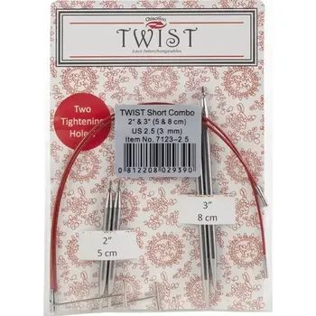 Jehlice ChiaoGoo Twist Short Combo set 5 + 8Cm vel. 3mm (Set vyměnitelných jehlic ChiaoGoo Twist Short Combo Set 5 a 8Cm 3mm)