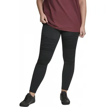 Dámské legíny Urban Classics Dámské legíny s vysokým pasem a motorkářskými vsadkami Barva: Černá, Velikost: 3XL